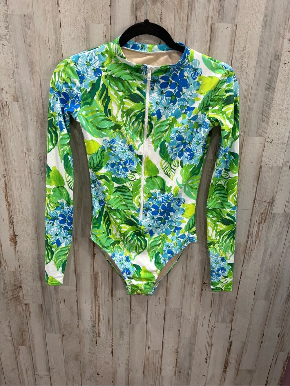 MOTT50 Mila Long Sleeve One Piece Swimsuit Tropical Floral UPF 50+ XS